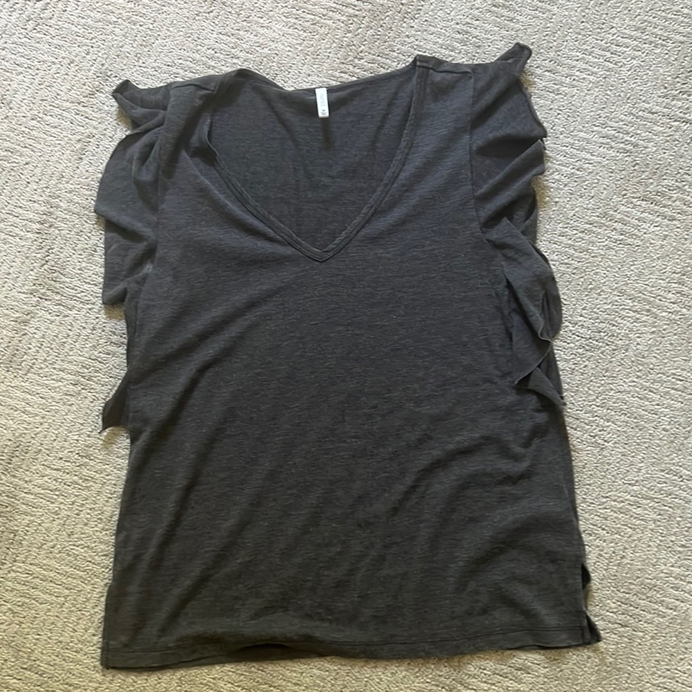 Z Supply Grey Ruffle Shirt